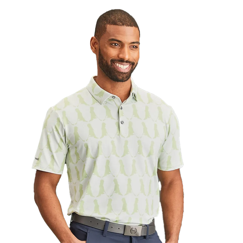 PING Printed Men's Polo Shirt - Limelight Multi