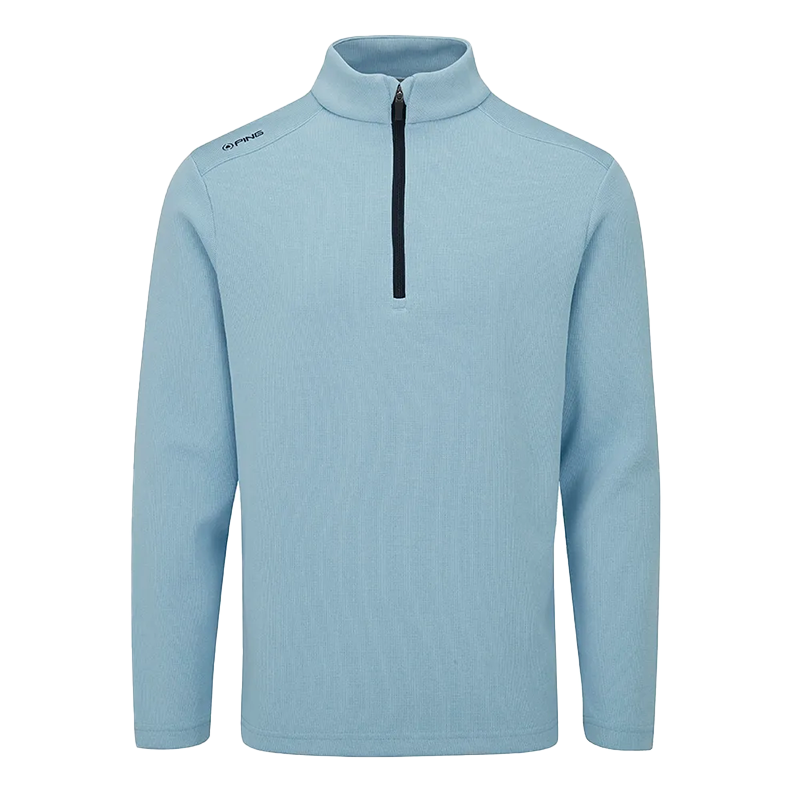 Ramsey Men’s Half Zip Ribbed Fleece Snorkel - Sky Blue Marl