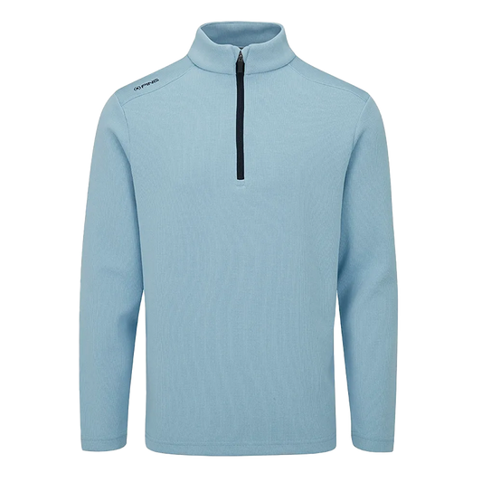 Ramsey Men’s Half Zip Ribbed Fleece Snorkel - Sky Blue Marl