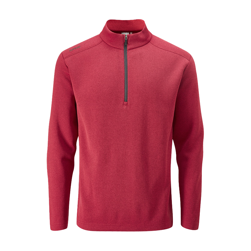 Ramsey Men’s Half Zip Ribbed Fleece Snorkel - Rich Red Marl