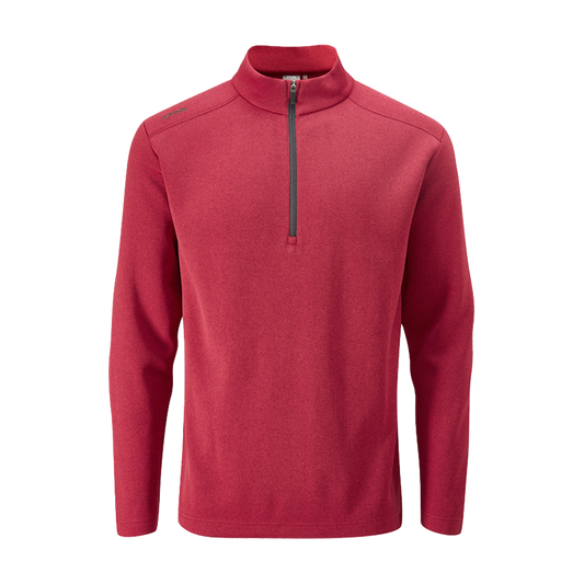 Ramsey Men’s Half Zip Ribbed Fleece Snorkel - Rich Red Marl