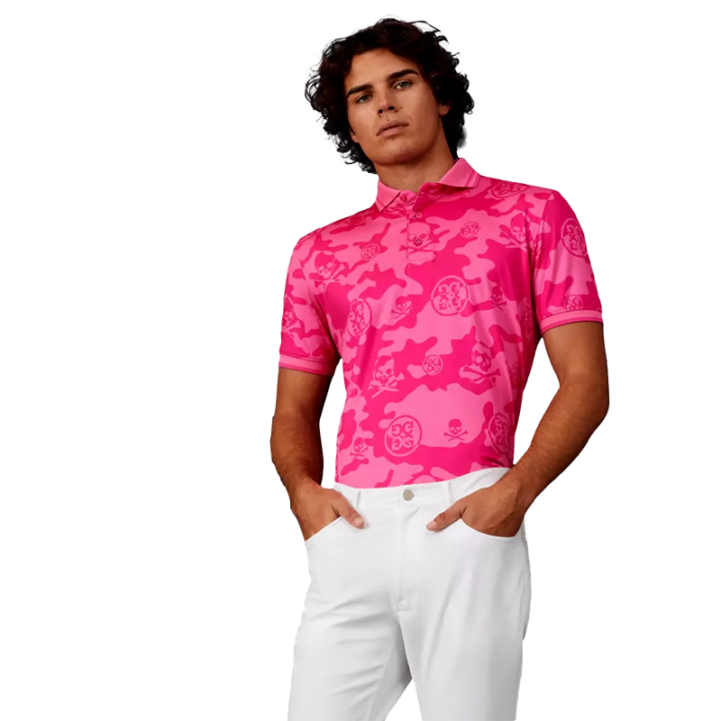 Exploded Icon Camo Polo Pink