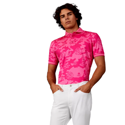 Exploded Icon Camo Polo Pink