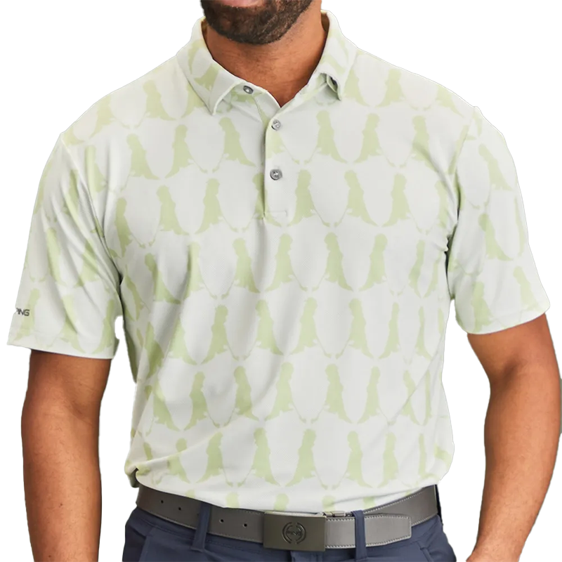 PING Printed Men's Polo Shirt - Limelight Multi