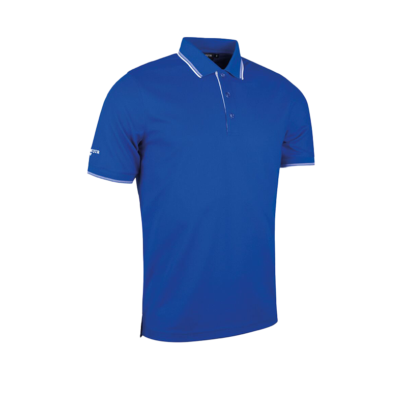 Ethan Men's Tipped Performance Pique Golf Polo Shirt - Ascot Blue/White