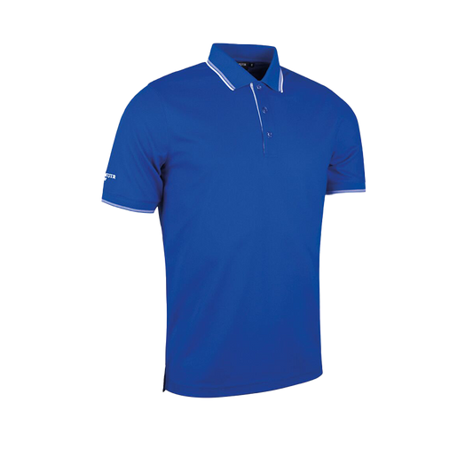 Ethan Men's Tipped Performance Pique Golf Polo Shirt - Ascot Blue/White