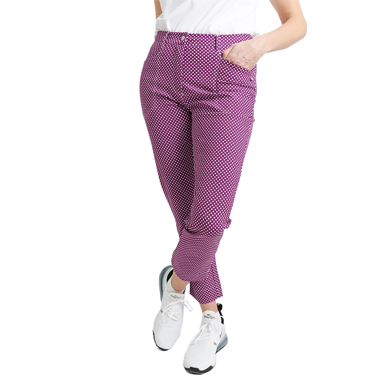 Lds Merion 7/8 trousers - violet check