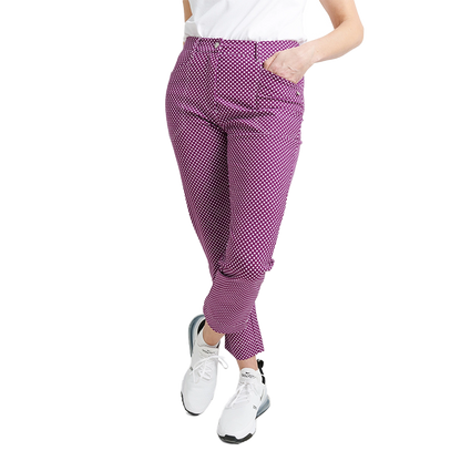 Lds Merion 7/8 trousers - violet check