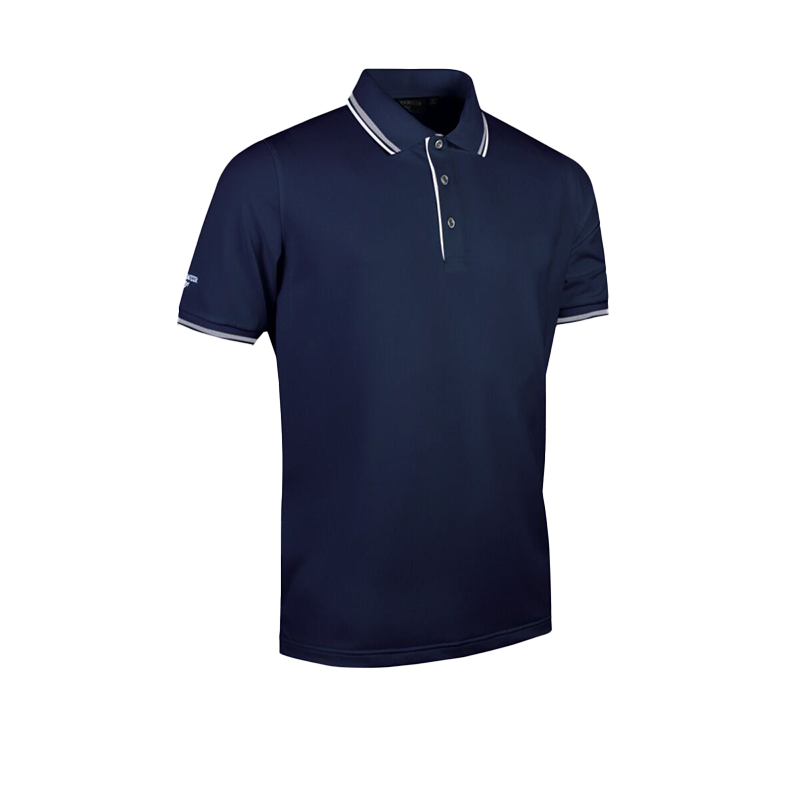 Ethan Men's Tipped Performance Pique Golf Polo Shirt - Navy/White