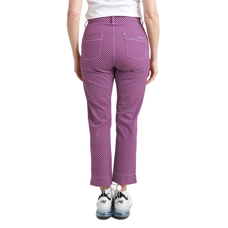 Lds Merion 7/8 trousers - violet check