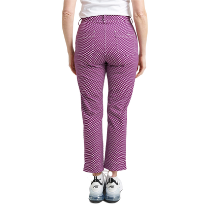 Lds Merion 7/8 trousers - violet check