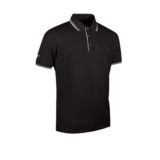 Ethan Men's Tipped Performance Pique Golf Polo Shirt - Black/White