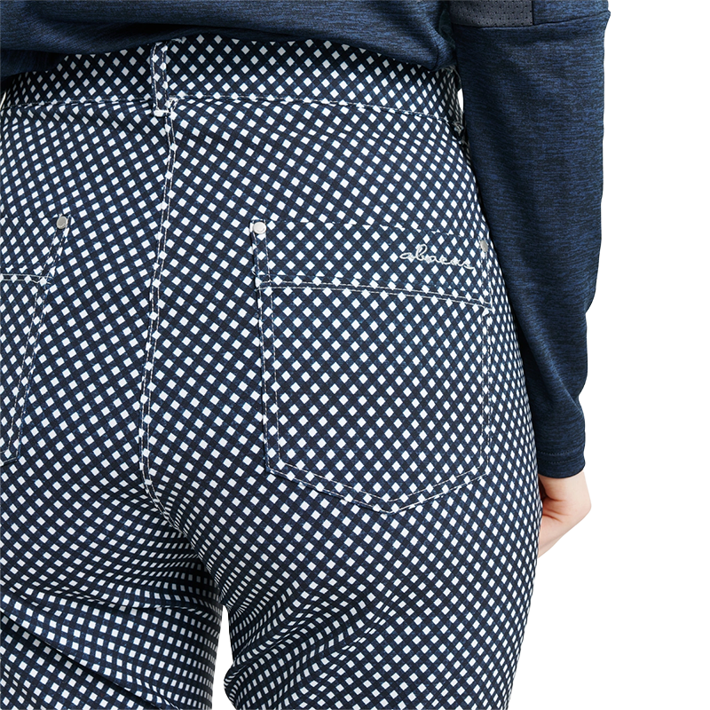 Lds Merion 7/8 trousers - Navy check