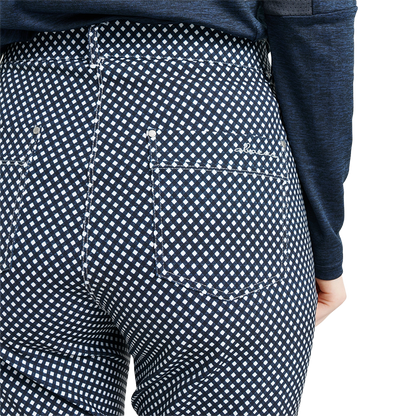 Lds Merion 7/8 trousers - Navy check