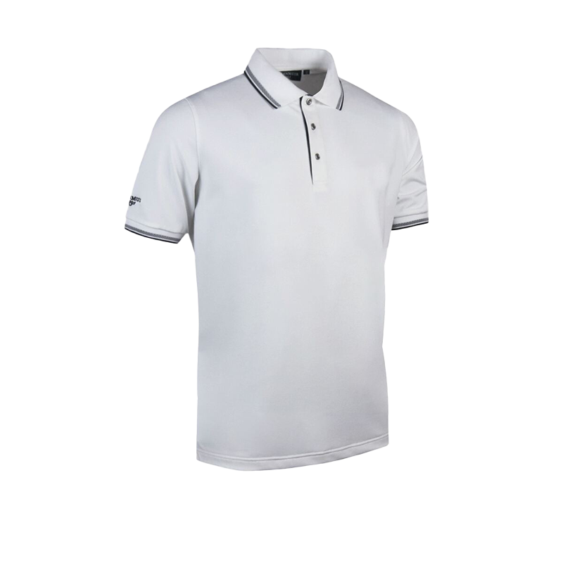 Ethan Men's Tipped Performance Pique Golf Polo Shirt - White/Black