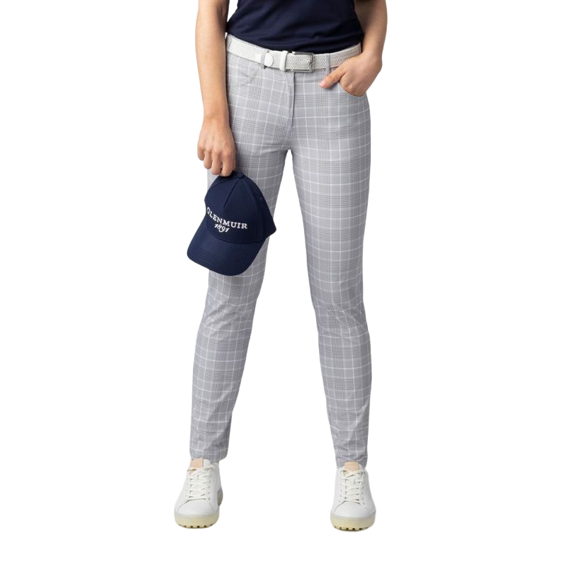 Ladies Lightweight Stretch Performance Golf Trousers – Light Grey/White