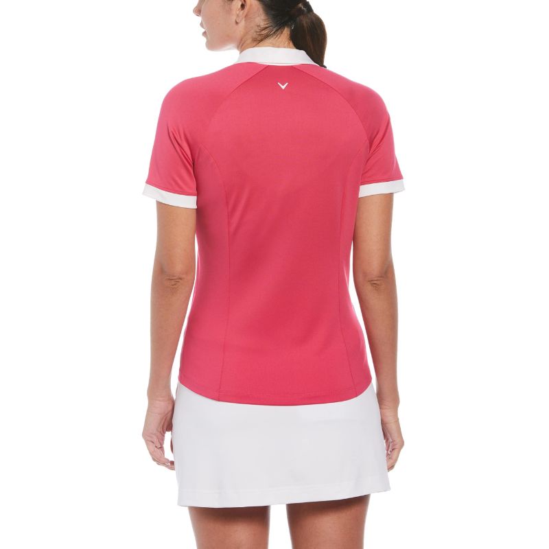 Womens Color Block V-Placket Golf Polo