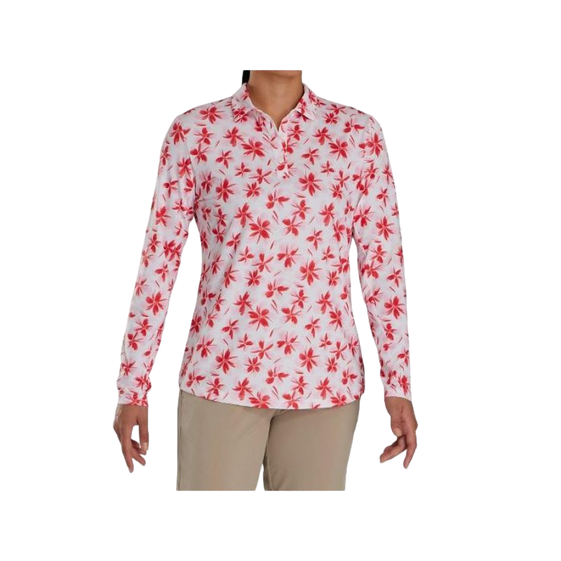 Long Sleeve Floral Sun Protection Shirt - Pink/Red