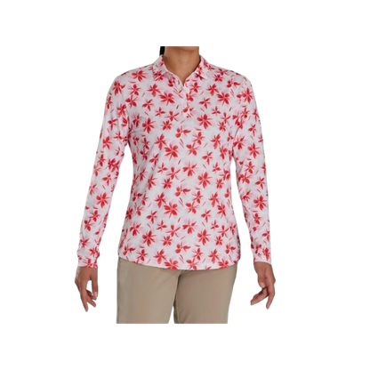 Long Sleeve Floral Sun Protection Shirt - Pink/Red