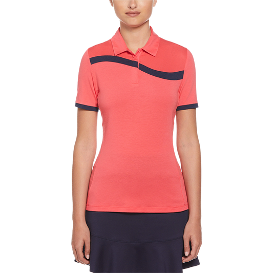 Callaway Colourblock Women's Golf Polo - Geranium