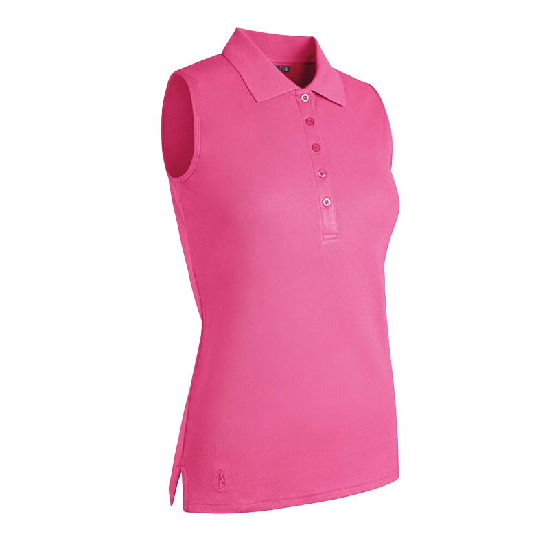 Jenna Ladies Sleeveless Performance Pique Golf Polo Shirt - Hot Pink